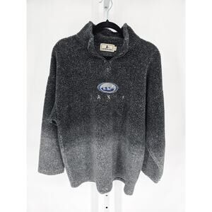 BANFF Womens Sz S Pullover Sherpa Jacket 1/4 Zip Gray Ombre Embroidered